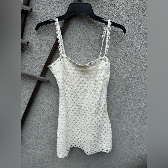 LoveShackFancy Camara Rhinestone Cotton Lace Mini Dress in Optic White NEW - Picture 6 of 16